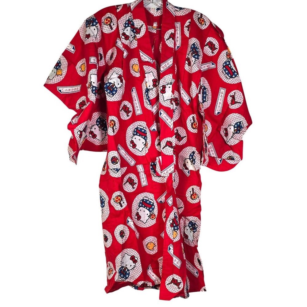 Vintage Hello Kitty Japanese Kids Kimono Robe Red Kawaii Festival Wear Kawaii - Picture 2 of 16